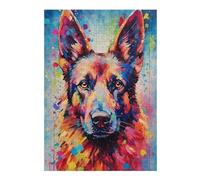 38x26cm/1000pcs Puzzles pour Adolescents German Shepherd Colorful Puzzle pour Adultes, Jeu De Réflexion, Cadeau pour Femmes, Défi Éducatif 38x26cm/1000pcs