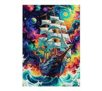 38x26cm/1000pcs Puzzles pour Adolescents Ghost Ship Puzzles pour Adultes Jeu Manuel Défi Difficile Aidez Votre Cerveau À Faire Travailler 38x26cm/1000pcs