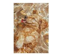 38x26cm/1000pcs Puzzles pour Adolescents Golden Retriver in Silver Puzzles Jeux Amusants Découpe De Précision Cadeaux Uniques pour Anniversaire Et Noël 38x26cm/1000pcs