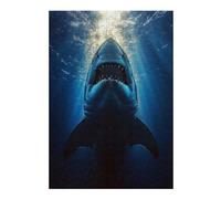 38x26cm/1000pcs Puzzles pour Adolescents Great White Shark Underwater Portrait Puzzles pour Adultes, Jouets À Monter Soi-même, Décoration Parfaite, Cadeaux d'anniversaire Uniques 38x26cm/1000pcs