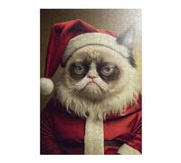 38x26cm/1000pcs Puzzles pour Adolescents Grumpy Cat As Santa Claus Puzzle pour Adultes, Jeu De Réflexion, Cadeau pour Femmes, Défi Éducatif 38x26cm/1000pcs