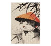38x26cm/1000pcs Puzzles pour Adolescents Happy Bamboo Japanese Cat Puzzle pour Adultes - Jeu Manuel - Décoration Parfaite - Difficile Et Stimulant 38x26cm/1000pcs