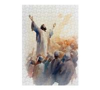38x26cm/1000pcs Puzzles pour Adolescents Jesus Preaching to A Crowd Puzzle pour Adultes - Jeu Familial - Niveau De Difficulté Élevé - Cadeaux De Noël Et d'anniversaire 38x26cm/1000pcs