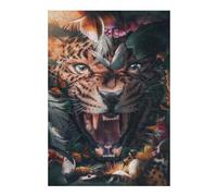 38x26cm/1000pcs Puzzles pour Adolescents Leopard Amidst Nature's Symphony Puzzles pour Adultes Jeux De Détente Découpe De Précision Interaction Parent-Enfant 38x26cm/1000pcs
