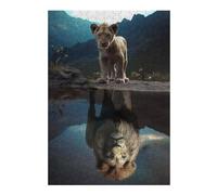 38x26cm/1000pcs Puzzles pour Adolescents Lion Cub Reflection in Water Puzzle Mural, Jouet, Décoration, Défi Difficile, Cadeau Anti-Stress 38x26cm/1000pcs