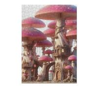 38x26cm/1000pcs Puzzles pour Adolescents Mushroom Village Puzzle Mural, Jouet, Décoration, Défi Difficile, Cadeau Anti-Stress 38x26cm/1000pcs