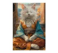 38x26cm/1000pcs Puzzles pour Adolescents Mystic Meditating Cat Puzzles Jeux Amusants Découpe De Précision Cadeaux Uniques pour Anniversaire Et Noël 38x26cm/1000pcs