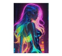 38x26cm/1000pcs Puzzles pour Adolescents Neon Rainbow Woman Puzzles pour Adultes - Jouets Anti-Stress - Décoration Parfaite - Activités Ludiques À La Maison 38x26cm/1000pcs