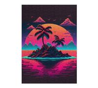 38x26cm/1000pcs Puzzles pour Adolescents Neon Tropical Island Sunset -1 Puzzles pour Adultes Jeu Manuel Défi Difficile Aidez Votre Cerveau À Faire Travailler 38x26cm/1000pcs