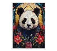 38x26cm/1000pcs Puzzles pour Adolescents Panda Bear Stained Glass Puzzle pour Adultes, Jeu De Réflexion, Cadeau pour Femmes, Défi Éducatif 38x26cm/1000pcs