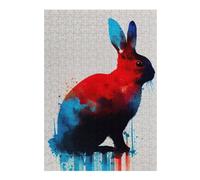 38x26cm/1000pcs Puzzles pour Adolescents Rabbit Blue Red Puzzle pour Adultes - Jeu Manuel - Décoration Parfaite - Difficile Et Stimulant 38x26cm/1000pcs