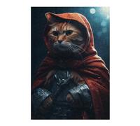 38x26cm/1000pcs Puzzles pour Adolescents Red Riding Hood Tabby Cat Puzzle pour Adultes - Jeu De Réflexion - Anti-Stress - Stimule Le Cerveau