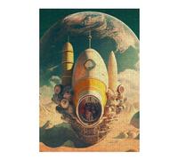 38x26cm/1000pcs Puzzles pour Adolescents Retro Space Ship Puzzle pour Adultes - Jeu De Réflexion - Anti-Stress - Stimule Le Cerveau