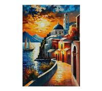 38x26cm/1000pcs Puzzles pour Adolescents Santorini in Color Puzzles Jeux Amusants Découpe De Précision Cadeaux Uniques pour Anniversaire Et Noël 38x26cm/1000pcs