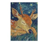38x26cm/1000pcs Puzzles pour Adolescents Sleeping Deer Under Starry Night Puzzles pour Adultes - Jeu De Réflexion - Décoration Intérieure - Difficile Et Stimulant 38x26cm/1000pcs