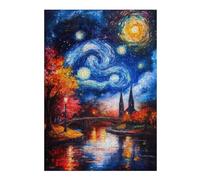 38x26cm/1000pcs Puzzles pour Adolescents Starry Night Over Cityscape Puzzle Anti-Stress - Décoration Idéale pour Un Anniversaire Ou Noël 38x26cm/1000pcs