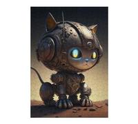 38x26cm/1000pcs Puzzles pour Adolescents Steampunk Cat Robot-2 Puzzle pour Adultes, Jeu De Réflexion, Cadeau pour Femmes, Défi Éducatif 38x26cm/1000pcs
