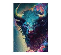 38x26cm/1000pcs Puzzles pour Adolescents The Blue Angry Bull Puzzle pour Adultes - Jeu Manuel - Décoration Parfaite - Difficile Et Stimulant 38x26cm/1000pcs