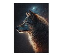38x26cm/1000pcs Puzzles pour Adolescents The Wolf and The Moon Puzzles pour Adultes Jeux Amusants Une Œuvre d'art Cadeaux De Noël Et d'anniversaire 38x26cm/1000pcs