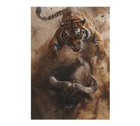 38x26cm/1000pcs Puzzles pour Adolescents Tiger Attacking Buffalo Puzzles pour Adultes : Analyse Et Logique du Jeu Pratique pour Anniversaire, Noël 38x26cm/1000pcs