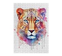 38x26cm/1000pcs Puzzles pour Adolescents Watercolor Leopard Face Puzzles pour Adultes - Jeu De Réflexion - Décoration Intérieure - Difficile Et Stimulant 38x26cm/1000pcs