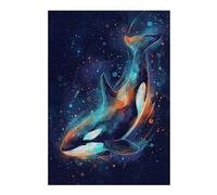 38x26cm/1000pcs Puzzles pour Adolescents Watercolor Orca Whale in Deep Blue Puzzles pour Adultes, Jouets À Monter Soi-même, Décoration Parfaite, Cadeaux d'anniversaire Uniques 38x26cm/1000pcs