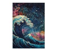 38x26cm/1000pcs Puzzles pour Adolescents Wave of Kanagawa Space Puzzles Jeux Amusants Découpe De Précision Cadeaux Uniques pour Anniversaire Et Noël 38x26cm/1000pcs