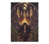 38x26cm/1000pcs Puzzles pour Adolescents Winged Fallen Angel in Burning Cathedral Puzzle pour Adultes - Jeu Familial - Niveau De Difficulté Élevé - Cadeaux De Noël Et d'anniversaire 38x26cm/1000pcs