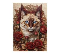 38x26cm/1000pcs Puzzles pour Adultes A Cat Enthroned in Roses Casse-têtes pour Adultes, Jeu De Réflexion, Découpe De Précision, Difficile Et Stimulant 38x26cm/1000pcs
