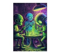 38x26cm/1000pcs Puzzles pour Adultes Aliens Conducting Experiments Puzzles pour Adolescents Jeux Relaxants Anti-Stress Interaction Parent-Enfant 38x26cm/1000pcs