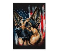 38x26cm/1000pcs Puzzles pour Adultes American Flag German Shepherd Jeux De Puzzle Relaxants Course De Vitesse Manuelle Cadeaux Uniques pour Anniversaire Et Noël 38x26cm/1000pcs