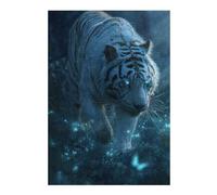 38x26cm/1000pcs Puzzles pour Adultes Blue-Eyed White Tiger in Forest Puzzles pour Adultes, Jouet, Décoration Murale, Interaction Parent-Enfant 38x26cm/1000pcs