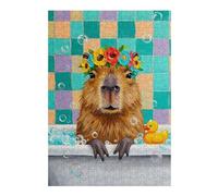 38x26cm/1000pcs Puzzles pour Adultes Capybara in Bathtub with Flower Crown Puzzles pour Adolescents Jouets À Faire Soi-même Découpe De Précision Interaction Parent-Enfant 38x26cm/1000pcs