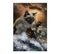 38x26cm/1000pcs Puzzles pour Adultes Cat Storms The Seas Puzzles pour Adolescents Jeux Relaxants Anti-Stress Interaction Parent-Enfant 38x26cm/1000pcs