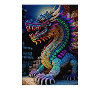 38x26cm/1000pcs Puzzles pour Adultes Colorful Mythical Dragon Statue Jeux De Puzzle Relaxants Course De Vitesse Manuelle Cadeaux Uniques pour Anniversaire Et Noël 38x26cm/1000pcs