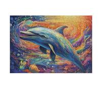 38x26cm/1000pcs Puzzles pour Adultes Colorful Oceanic Dreams Dolphin Serenity Puzzles pour Adolescents Jeux Relaxants Anti-Stress Difficiles Et Stimulants 38x26cm/1000pcs