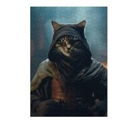 38x26cm/1000pcs Puzzles pour Adultes Dark Evil Funny Ninja Cat Puzzles pour Adultes À Monter Soi-même - Jouets De Précision - Cadeaux Uniques pour Un Anniversaire Ou Noël 38x26cm/1000pcs
