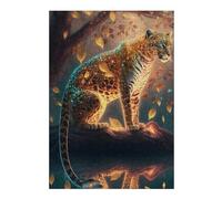 38x26cm/1000pcs Puzzles pour Adultes Enchanted Leopard in Autumn Puzzle - Jeu Manuel - Décoration Murale - Cadeaux Uniques pour Anniversaire Et Noël 38x26cm/1000pcs