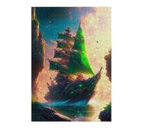 38x26cm/1000pcs Puzzles pour Adultes Fantasy Ship in Mystic Light Puzzle - Jeu Manuel - Décoration Murale - Cadeaux Uniques pour Anniversaire Et Noël 38x26cm/1000pcs