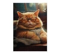 38x26cm/1000pcs Puzzles pour Adultes Fat Sleepy Cat Glasses Jeux De Puzzle Relaxants Analyse Et Logique Cadeaux Uniques pour Un Anniversaire Et Noël 38x26cm/1000pcs