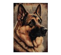 38x26cm/1000pcs Puzzles pour Adultes German Shepherd Retro Dog Jeux De Puzzle Relaxants Analyse Et Logique Cadeaux Uniques pour Un Anniversaire Et Noël 38x26cm/1000pcs
