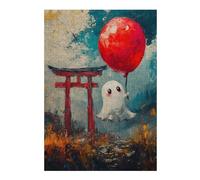 38x26cm/1000pcs Puzzles pour Adultes Ghost with Red Balloon Puzzles pour Adolescents Jeu Familial Course De Vitesse Manuelle Cadeaux Uniques pour Anniversaire Et Noël 38x26cm/1000pcs
