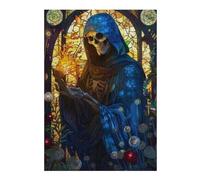 38x26cm/1000pcs Puzzles pour Adultes Grim Reaper Stained Glass Puzzles pour Adolescents Jeu Familial Course De Vitesse Manuelle Cadeaux Uniques pour Anniversaire Et Noël 38x26cm/1000pcs