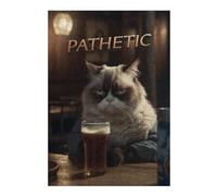 38x26cm/1000pcs Puzzles pour Adultes Grumpy Judgmental Beer Cat Jeux De Puzzle Relaxants Analyse Et Logique Cadeaux Uniques pour Un Anniversaire Et Noël 38x26cm/1000pcs
