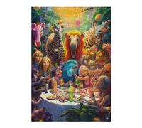 38x26cm/1000pcs Puzzles pour Adultes Jungle Dinner Party Puzzle - Jeu Manuel - Décoration Murale - Cadeaux Uniques pour Anniversaire Et Noël 38x26cm/1000pcs