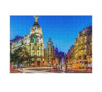 38x26cm/1000pcs Puzzles pour Adultes Madrid's Nighttime Splendor A Visual Symphony Puzzle pour Adultes - Jeux De Détente - Course De Vitesse Manuelle - Difficile Et Stimulant 38x26cm/1000pcs