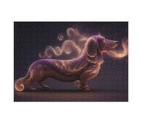 38x26cm/1000pcs Puzzles pour Adultes Magical Glowing Dachshund Artwork Puzzle - Jeu Manuel - Décoration Murale - Cadeaux Uniques pour Anniversaire Et Noël 38x26cm/1000pcs