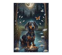 38x26cm/1000pcs Puzzles pour Adultes Moonlit Dachshund Pond Puzzles pour Adolescents Jeu Manuel Améliore La Mémoire Cadeaux Uniques pour Anniversaire Et Noël 38x26cm/1000pcs