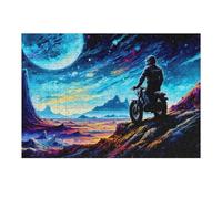 38x26cm/1000pcs Puzzles pour Adultes Moonlit Desert Motorcycle Journey Puzzle pour Adultes - Jeux De Détente - Course De Vitesse Manuelle - Difficile Et Stimulant 38x26cm/1000pcs