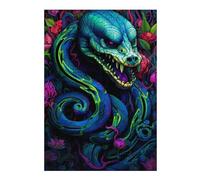 38x26cm/1000pcs Puzzles pour Adultes Neon Serpent Amidst Flowers Puzzles pour Adolescents Jeux Relaxants Anti-Stress Interaction Parent-Enfant 38x26cm/1000pcs